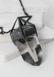 Everest Oxidized Sterling and Quartz Necklace