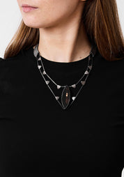 Stardust Oxidized Sterling and Smokey Quartz Necklace