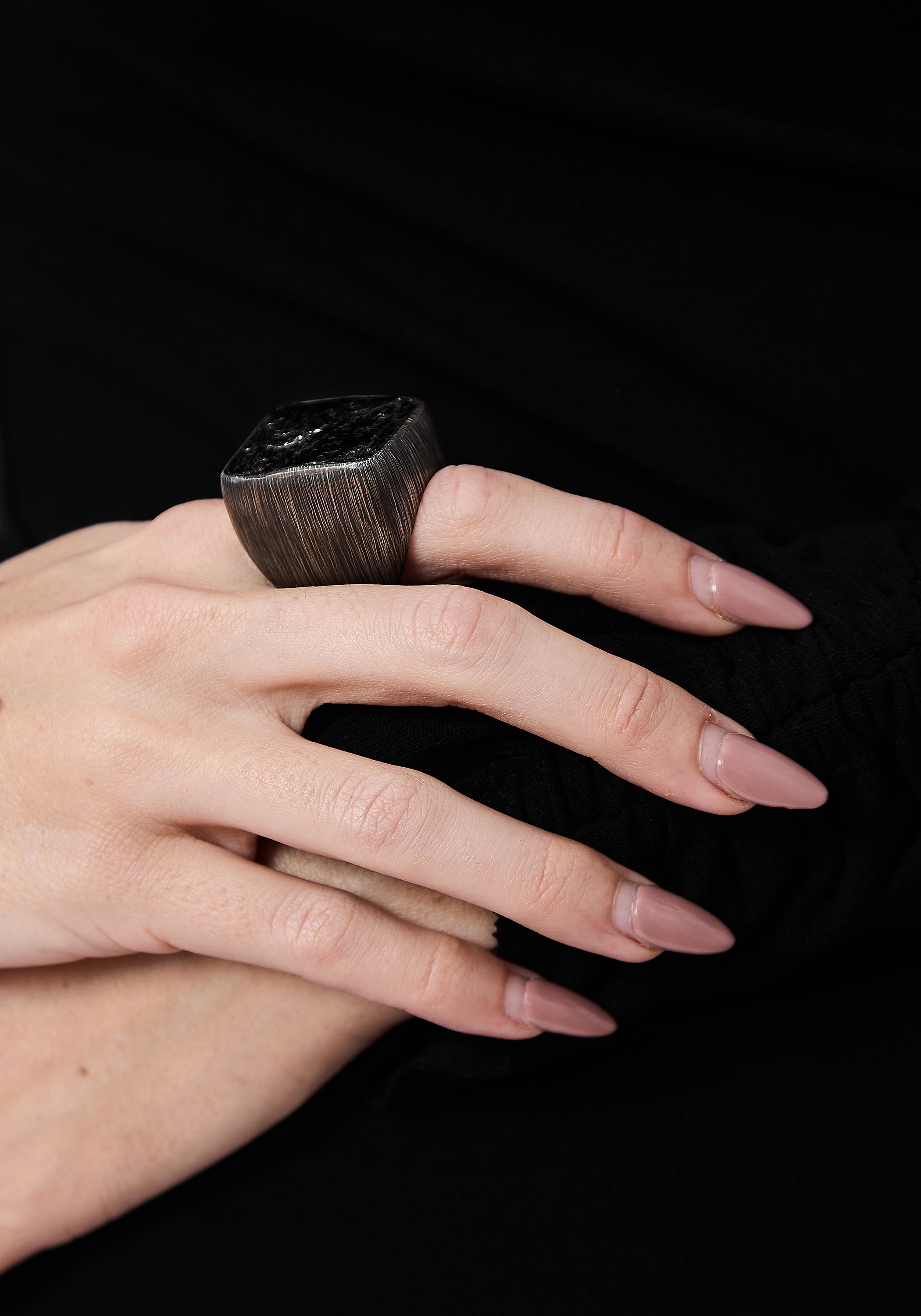 Oxidized Sterling Black Tourmaline Ring