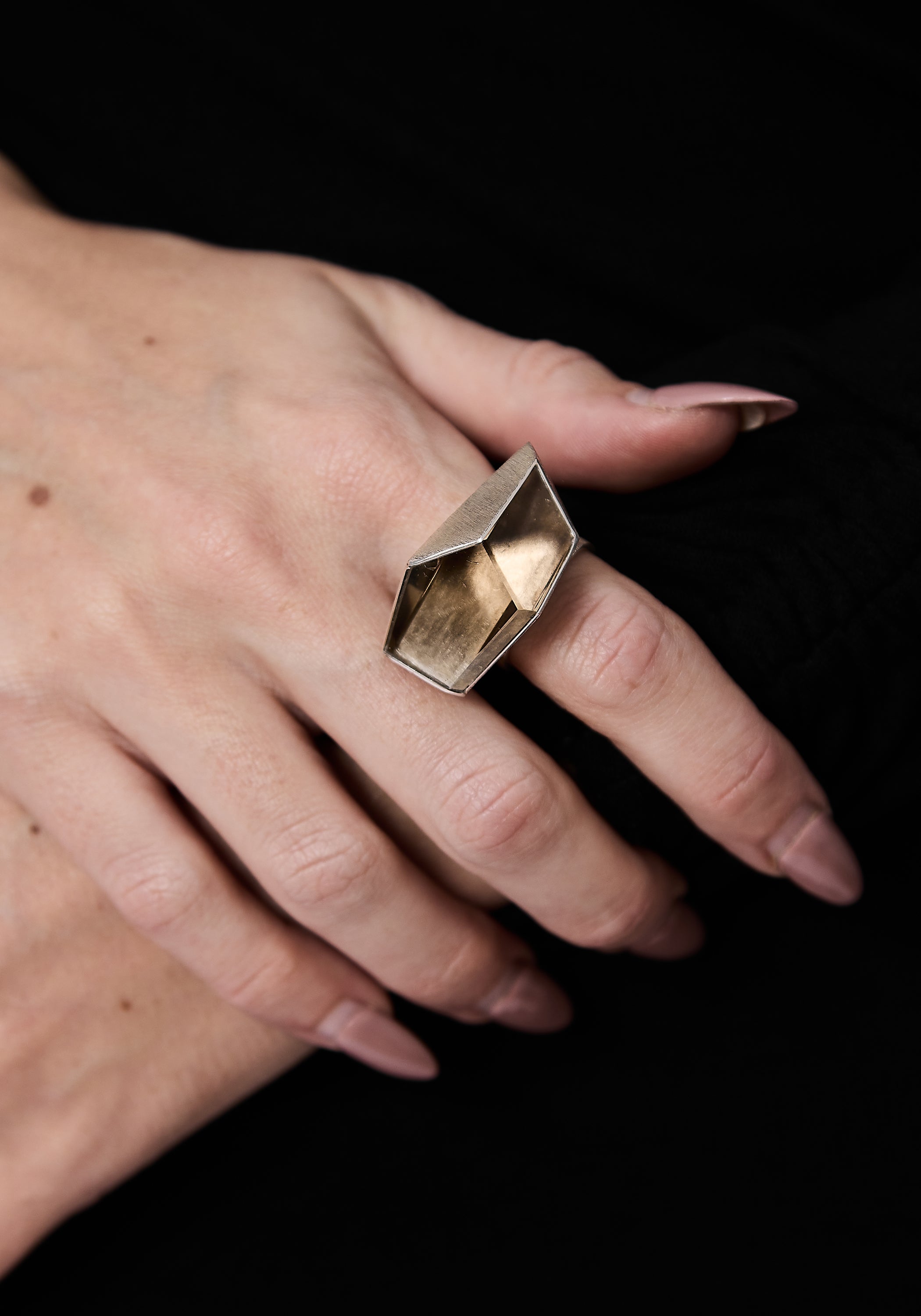 Facets of Joy Oxidized Sterling and Smokey Quartz Ring