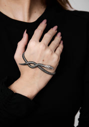 Oxidized Sterling Serpentine Hand Cuff