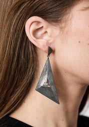 Angles of Diversity Oxidized Sterling and Quartz Earrings