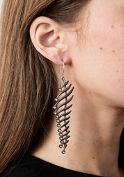 Waves of Water Oxidized Sterling and Pearl Earrings