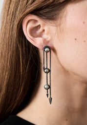 Linking Emotions Oxidized Sterling and Dark Pearls Earrings