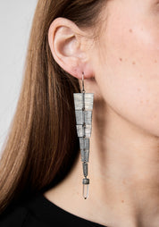 Fluidity Oxidized Sterling and Quartz Earrings