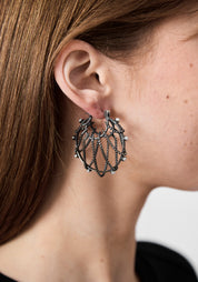 Chained Love Oxidized Sterling and Pearl Earrings