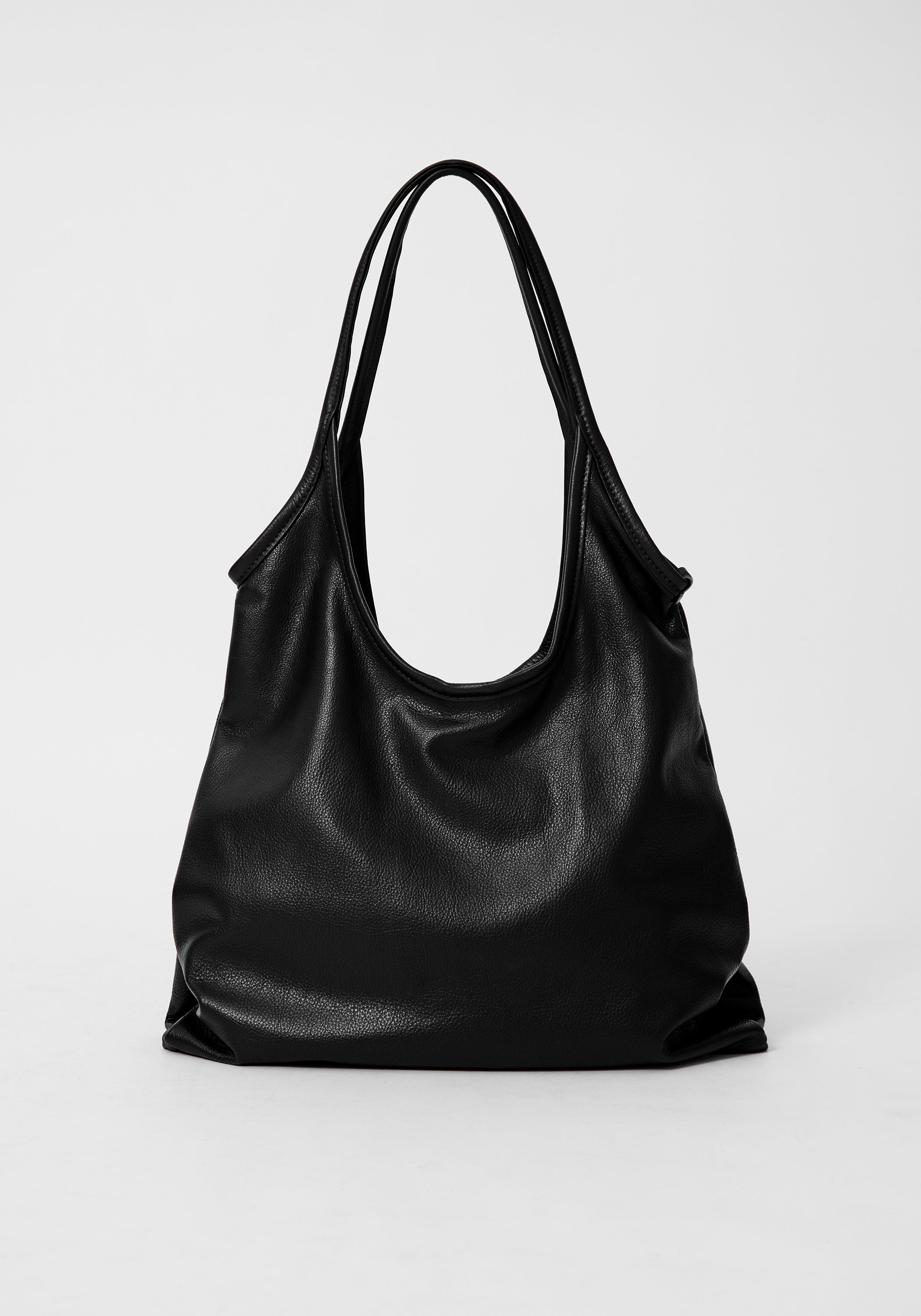 Black Leather Envelope Tote Bag