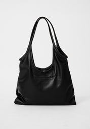 Black Leather Envelope Tote Bag