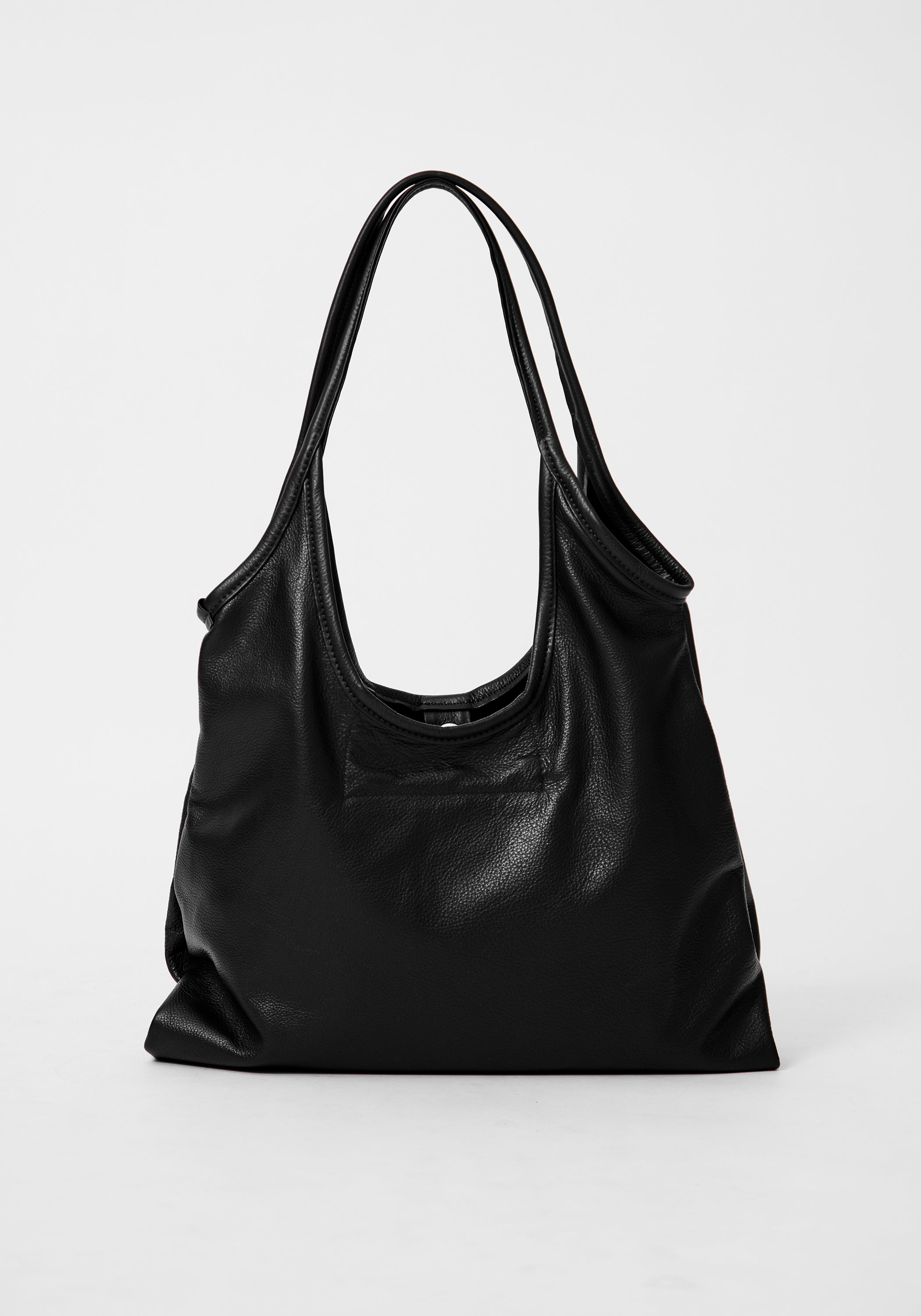 Black Leather Envelope Tote Bag