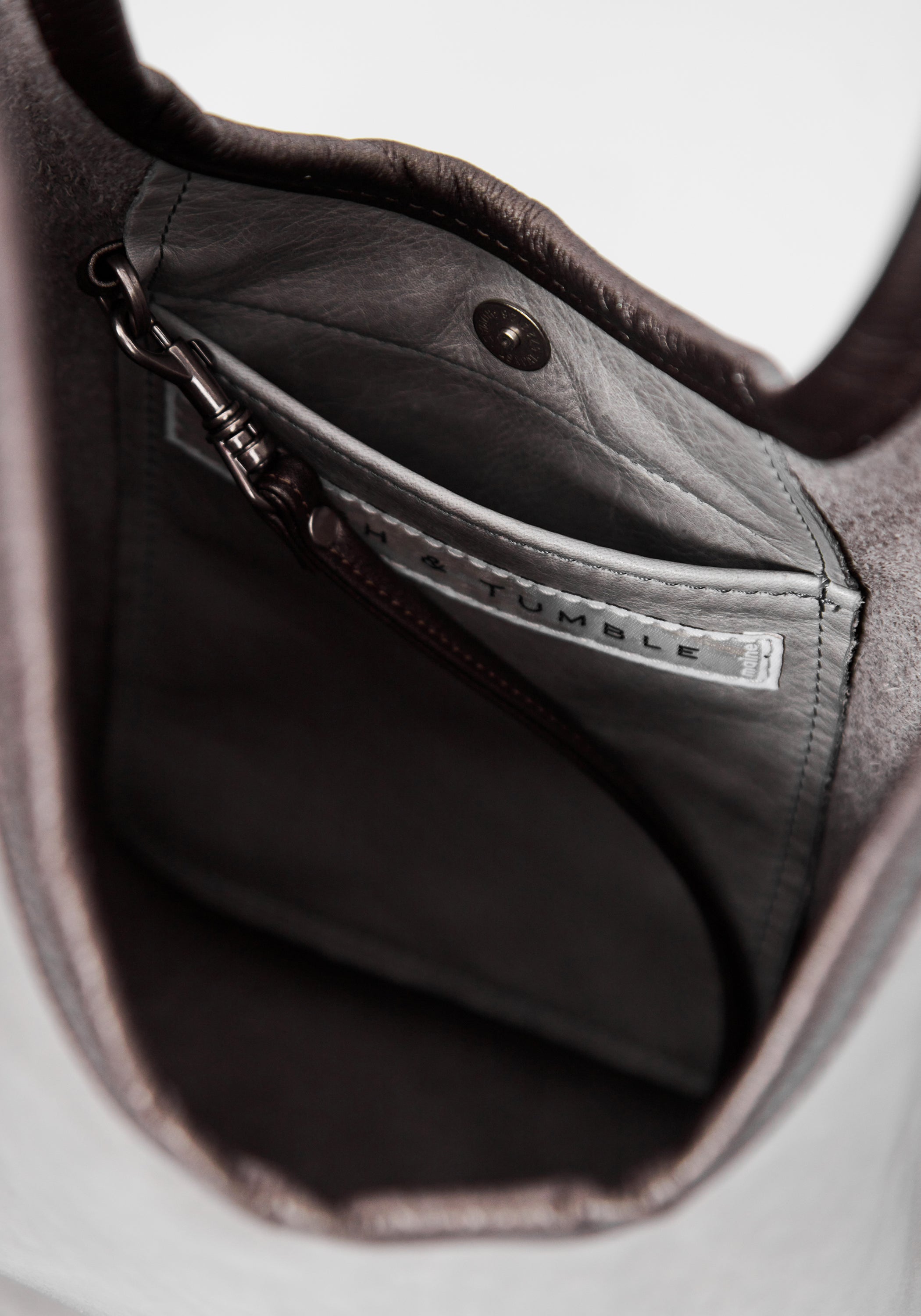 Ash Leather Envelope Tote Bag