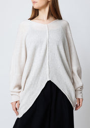 Jojo Asymmetric Oversized Drop Shoulder Wool Blend Knit Pullover