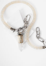 Reclaimed Vinyl, Stainless Steel and Quartz Necklace