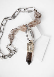 Stainless Steel Smokey Quartz Necklace