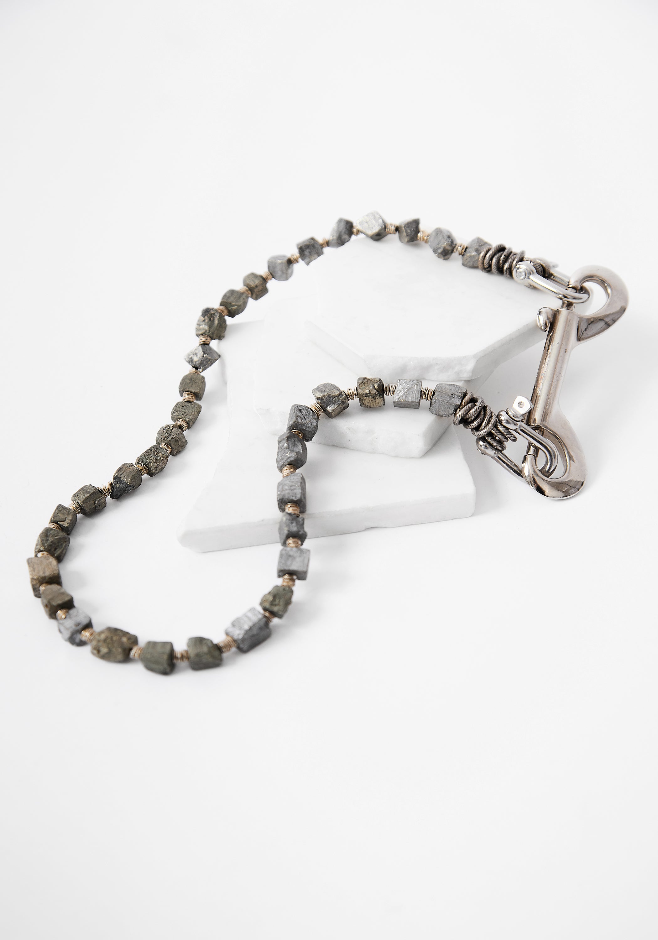 Pyrite and Stainless Chain Necklace