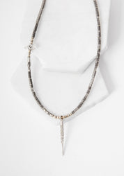 Silver Spike Hematite Cube Necklace