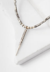 Silver Spike Hematite Cube Necklace
