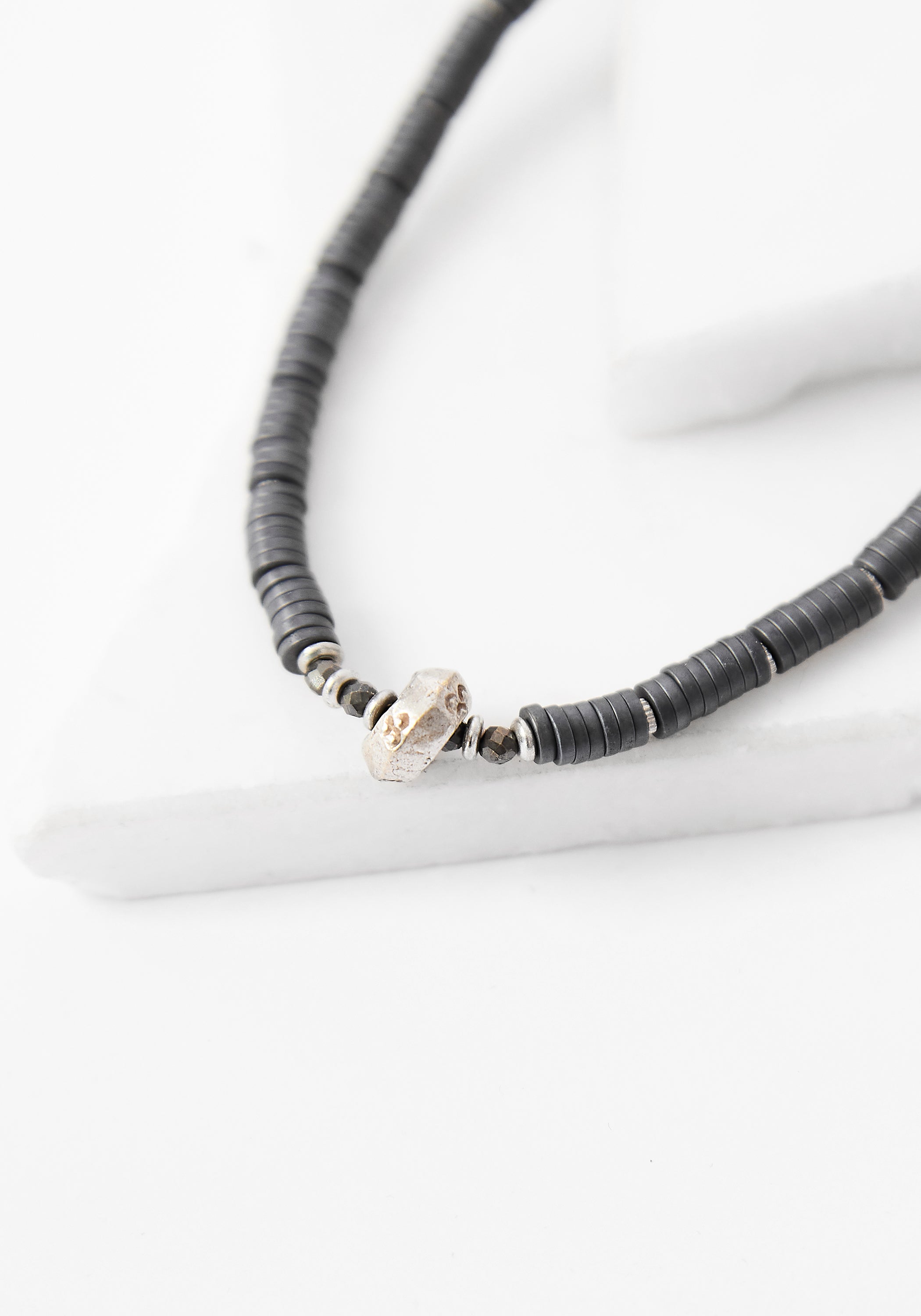Pyrite Discs and Silver Ring Necklace