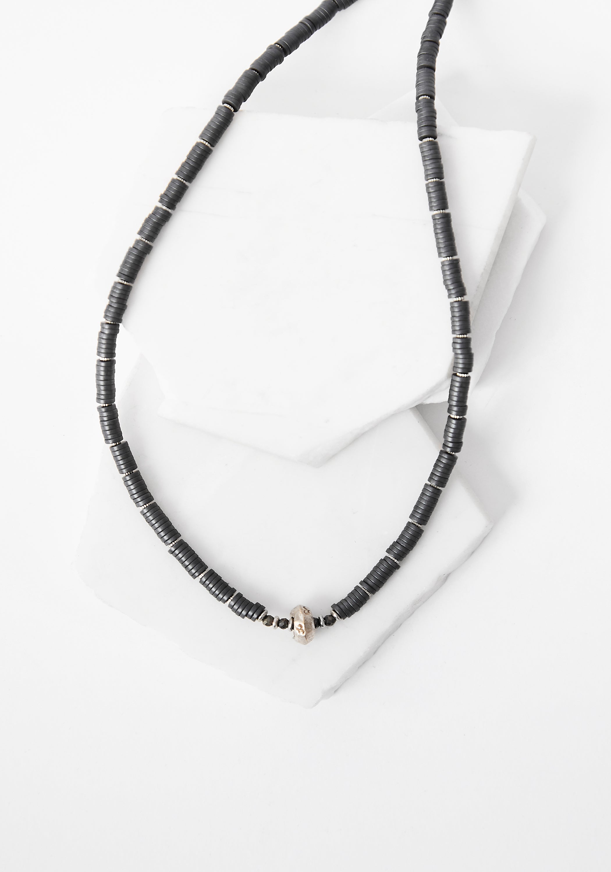 Pyrite Discs and Silver Ring Necklace