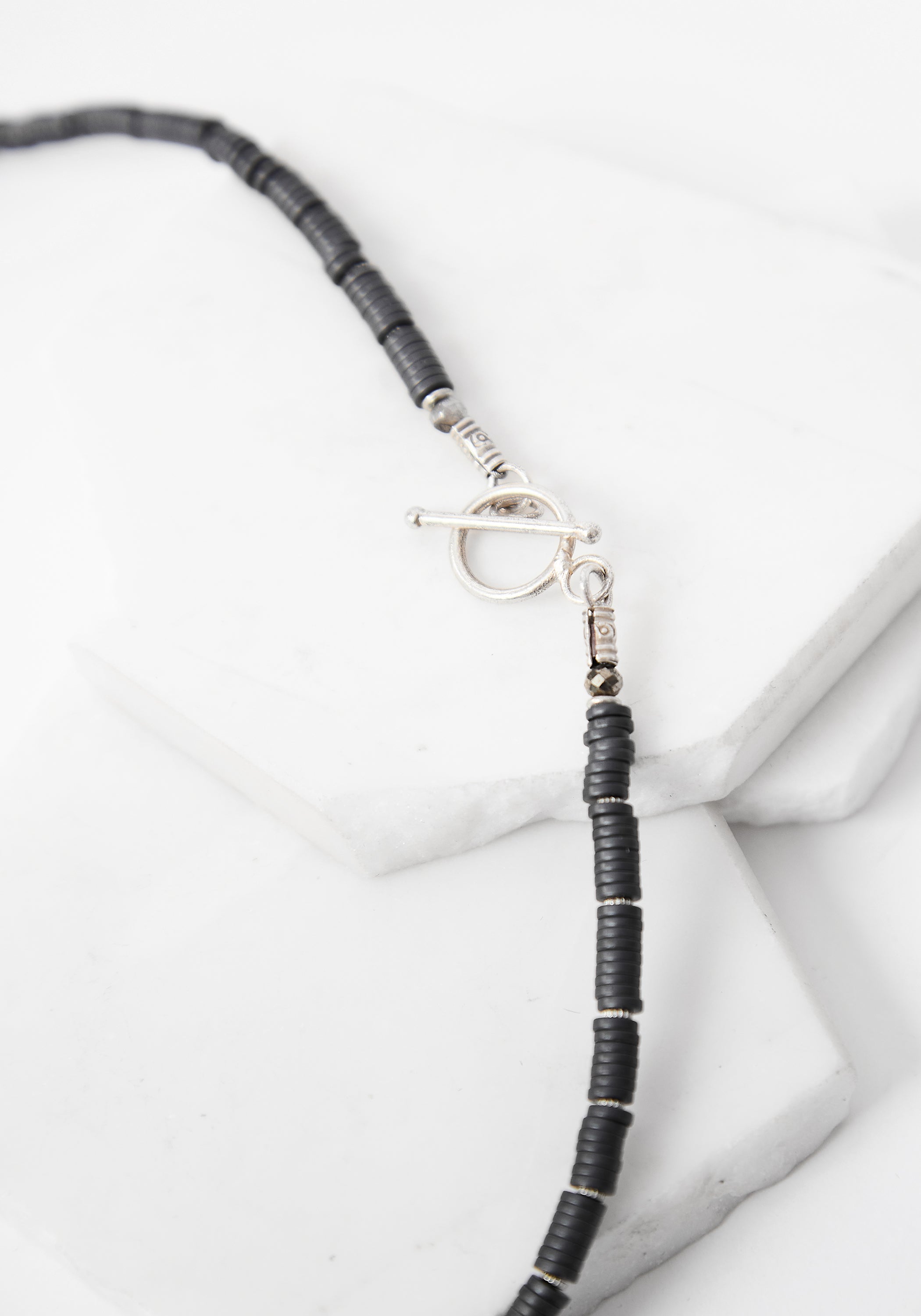 Pyrite Discs and Silver Ring Necklace
