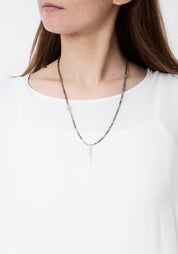 Silver Spike Hematite Cube Necklace