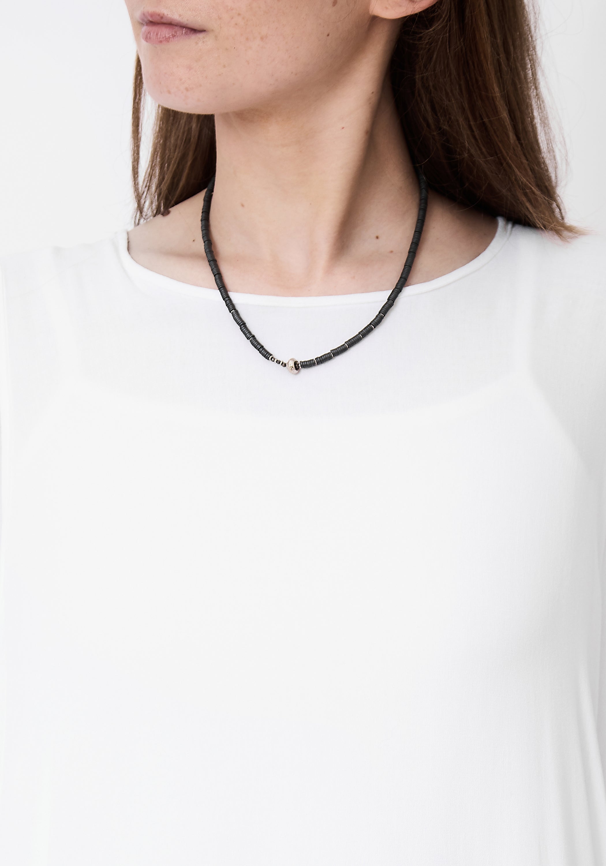 Pyrite Discs and Silver Ring Necklace