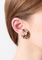 Dahlia Vintage Gold Tone Stainless Steel and Zircons Jeweled Earcuff