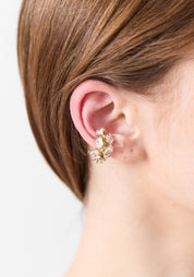 Jaki Gold Tone Stainless Steel Prong Set Zircons Earcuff