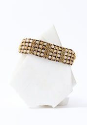 Gold Plated Woven Rutilated Quartz Wide Bracelet