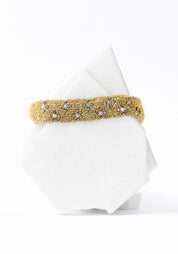 Gold Plated Woven Chain, Pyrite and Moonstone Bracelet