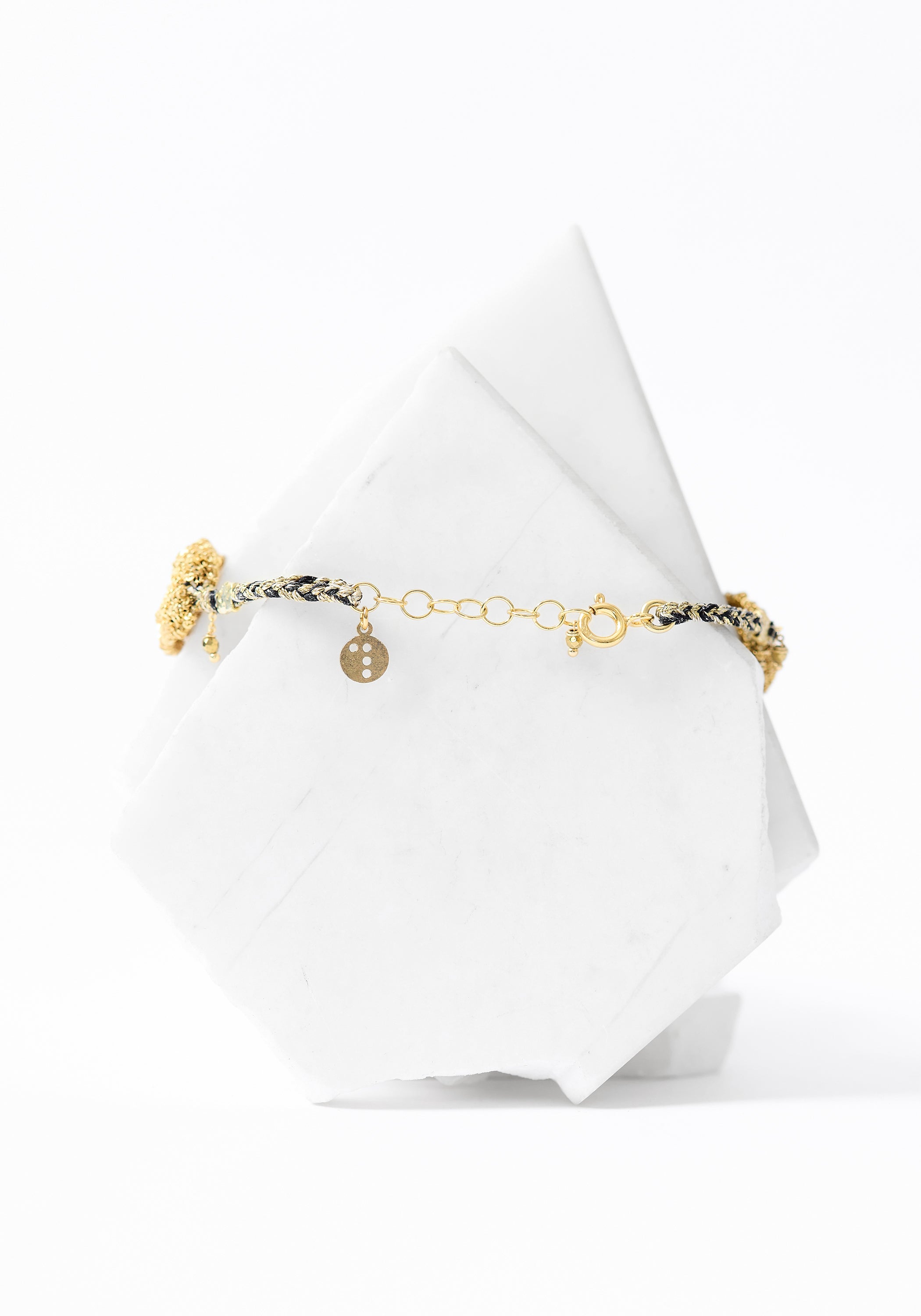 Gold Plated Woven Chain Mystic Moonstone Bracelet
