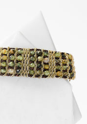 Gold Plated Woven Olivina Wide Bracelet