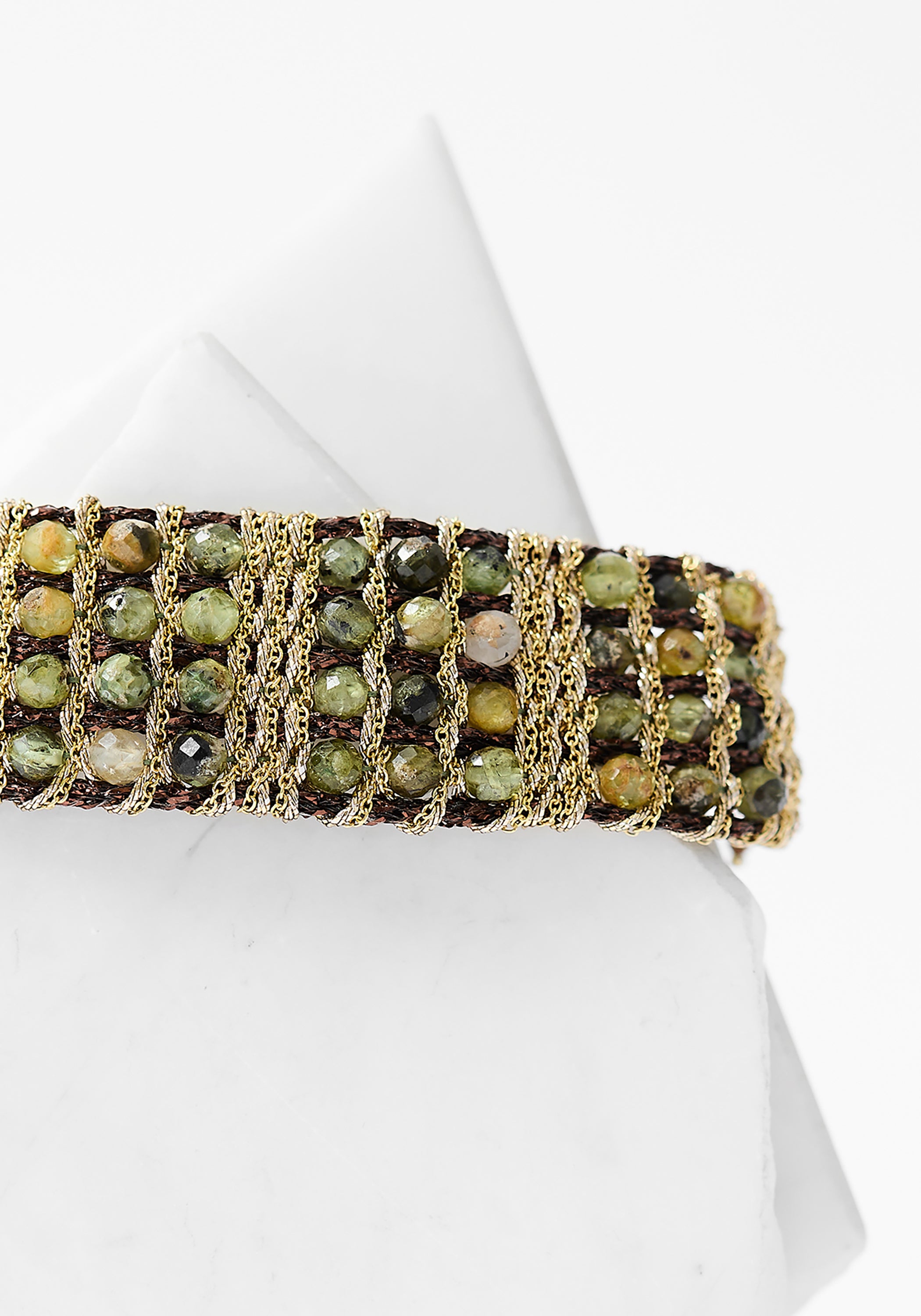 Gold Plated Woven Olivina Wide Bracelet