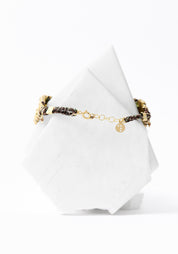 Gold Plated Woven Olivina Wide Bracelet