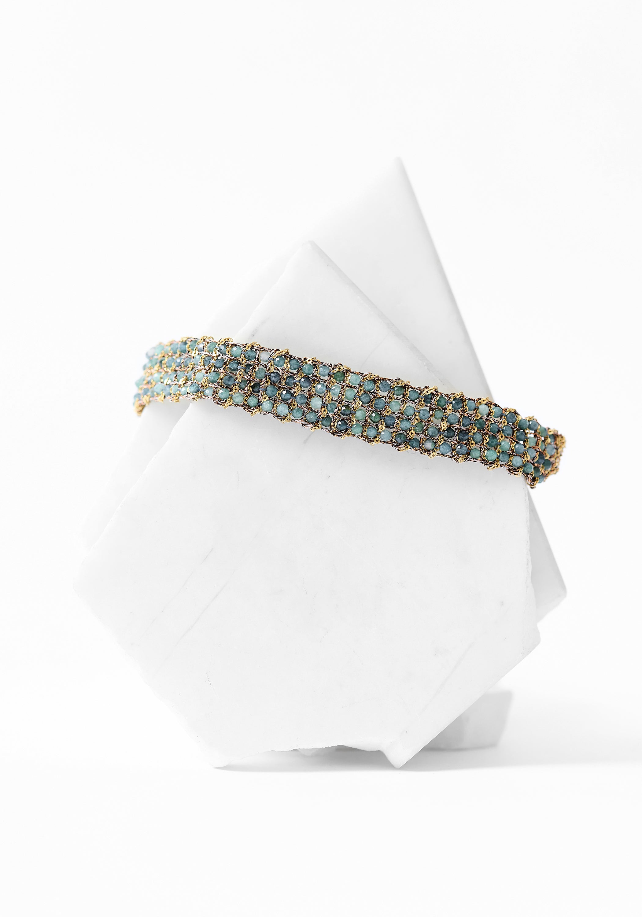 Gold Plated Woven Blue Tourmaline Bracelet