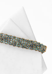 Gold Plated Woven Blue Tourmaline Bracelet