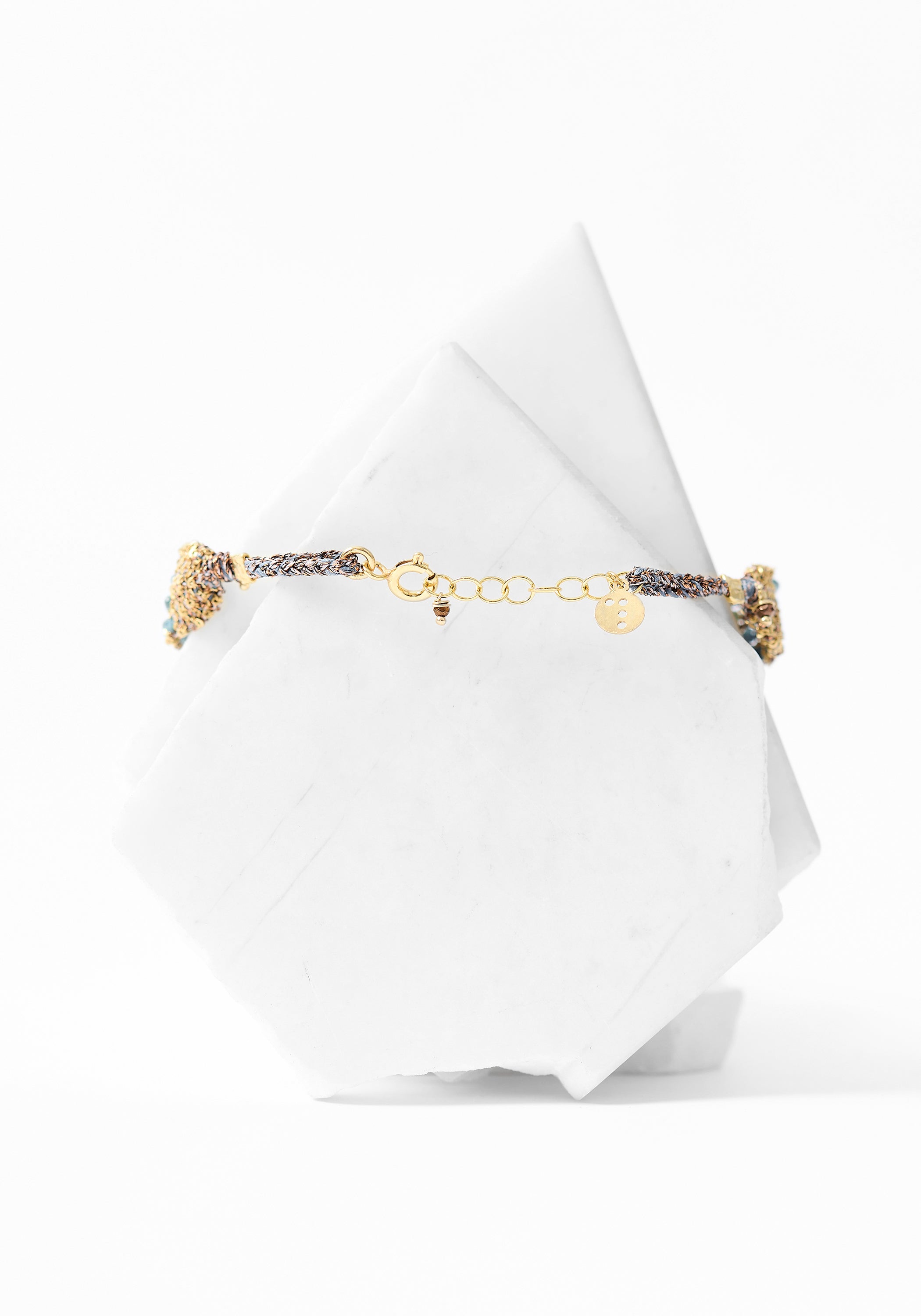 Gold Plated Woven Blue Tourmaline Bracelet