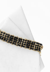 Gold Plated Woven Black Spinel Bracelet