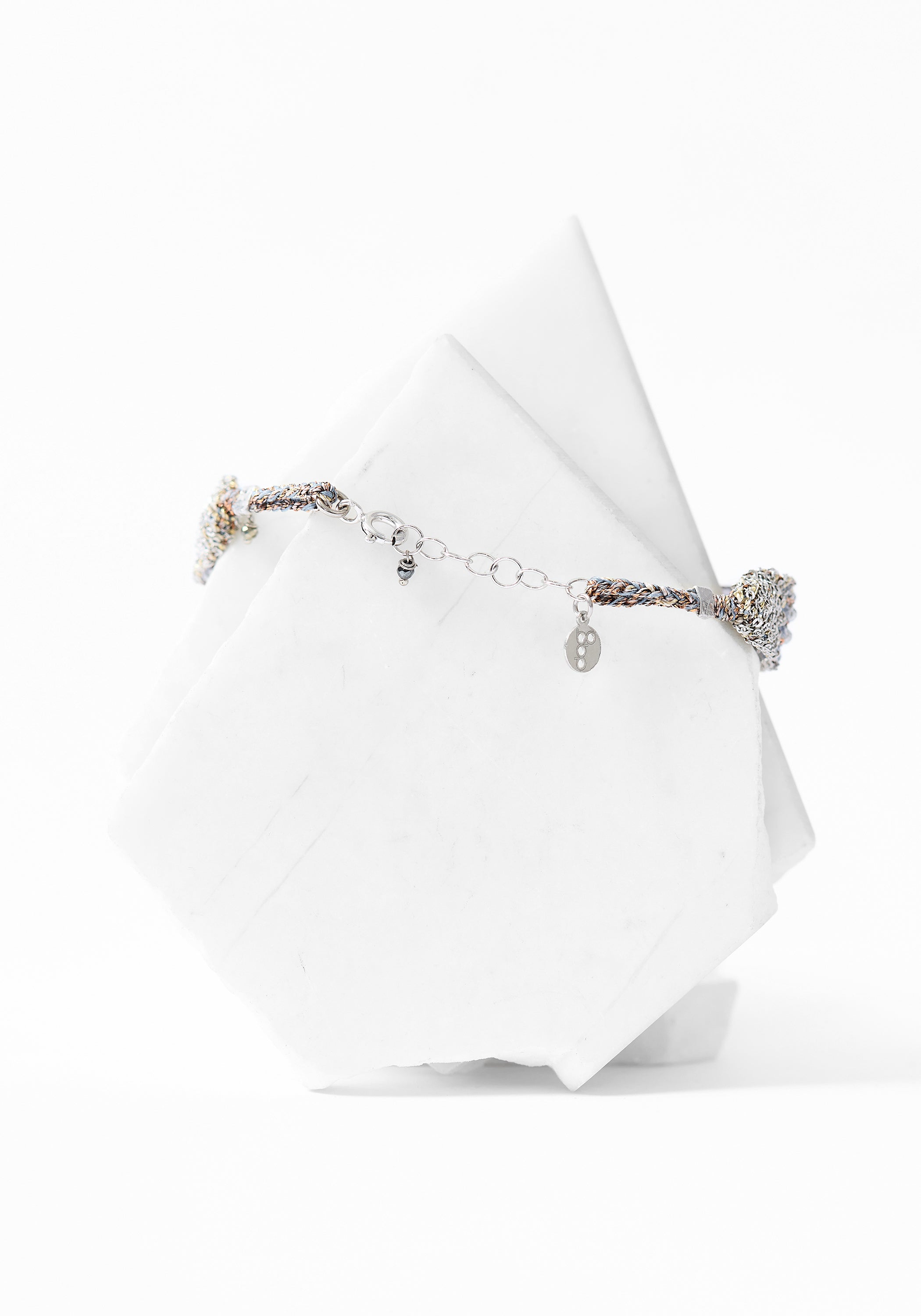Rhodium Plated Woven Iolite Bracelet