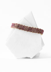 Gold Plated Woven Garnet Bracelet