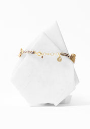 Gold Plated Woven Amethyst and Serpentine Bracelet