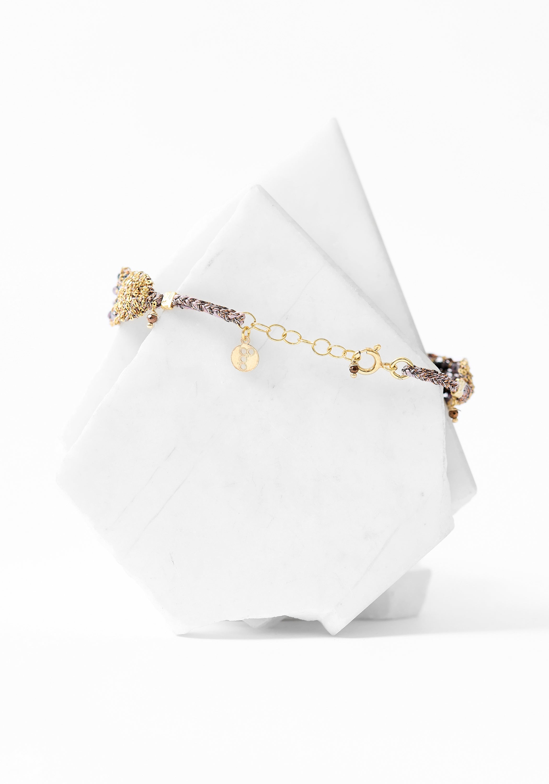 Gold Plated Woven Tourmalated Ruby Bracelet