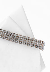 Rhodium Plated Woven Gray Labradorite Bracelet