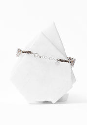 Rhodium Plated Woven Gray Labradorite Bracelet