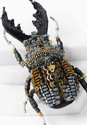 Sawtooth Stag Beetle Embroidered Pin