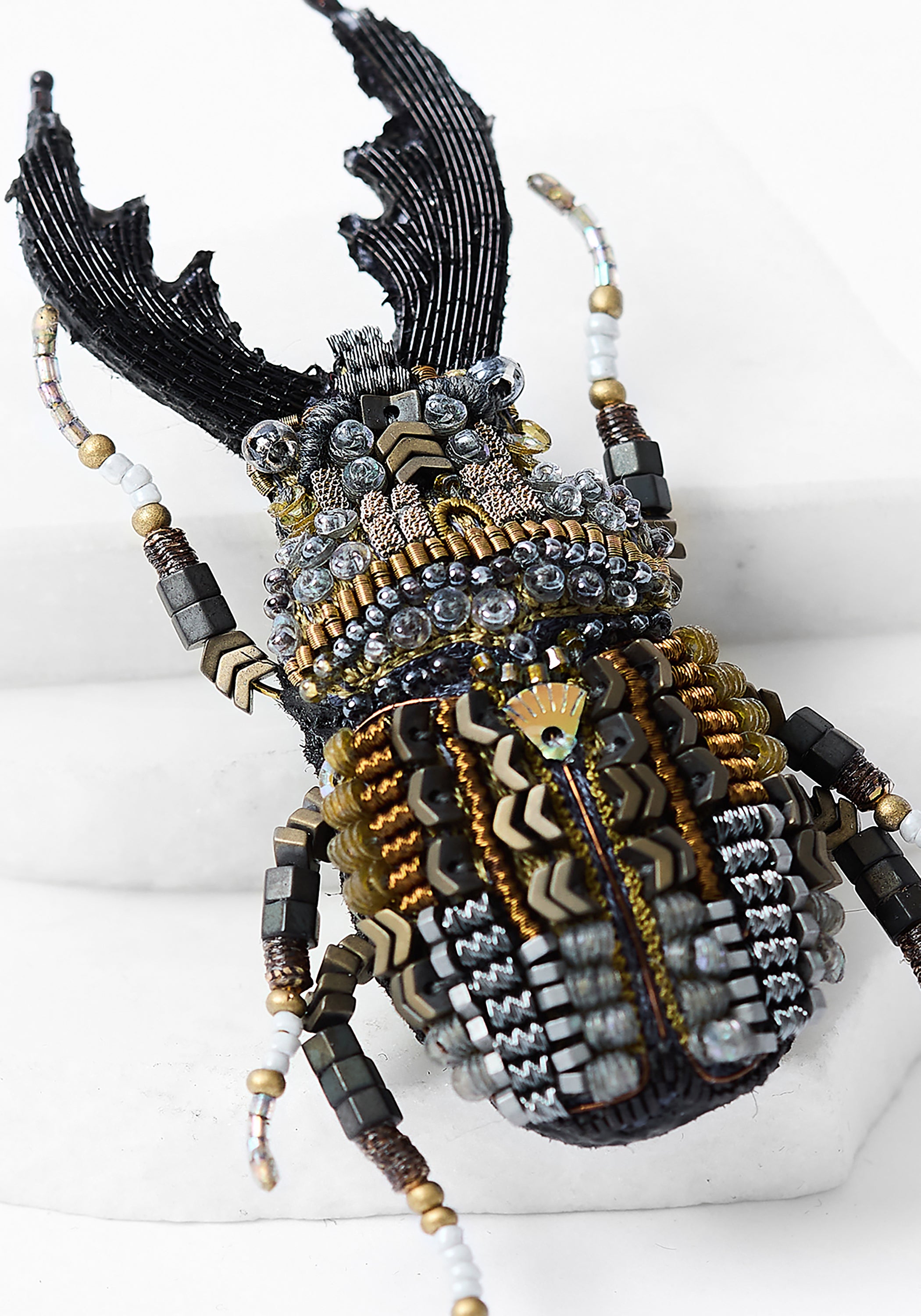 Sawtooth Stag Beetle Embroidered Pin