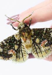 Peach Blossom Moth Embroidered Pin