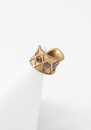 Kuro Vintage Gold Tone Stainless Steel and Zircons Earcuff