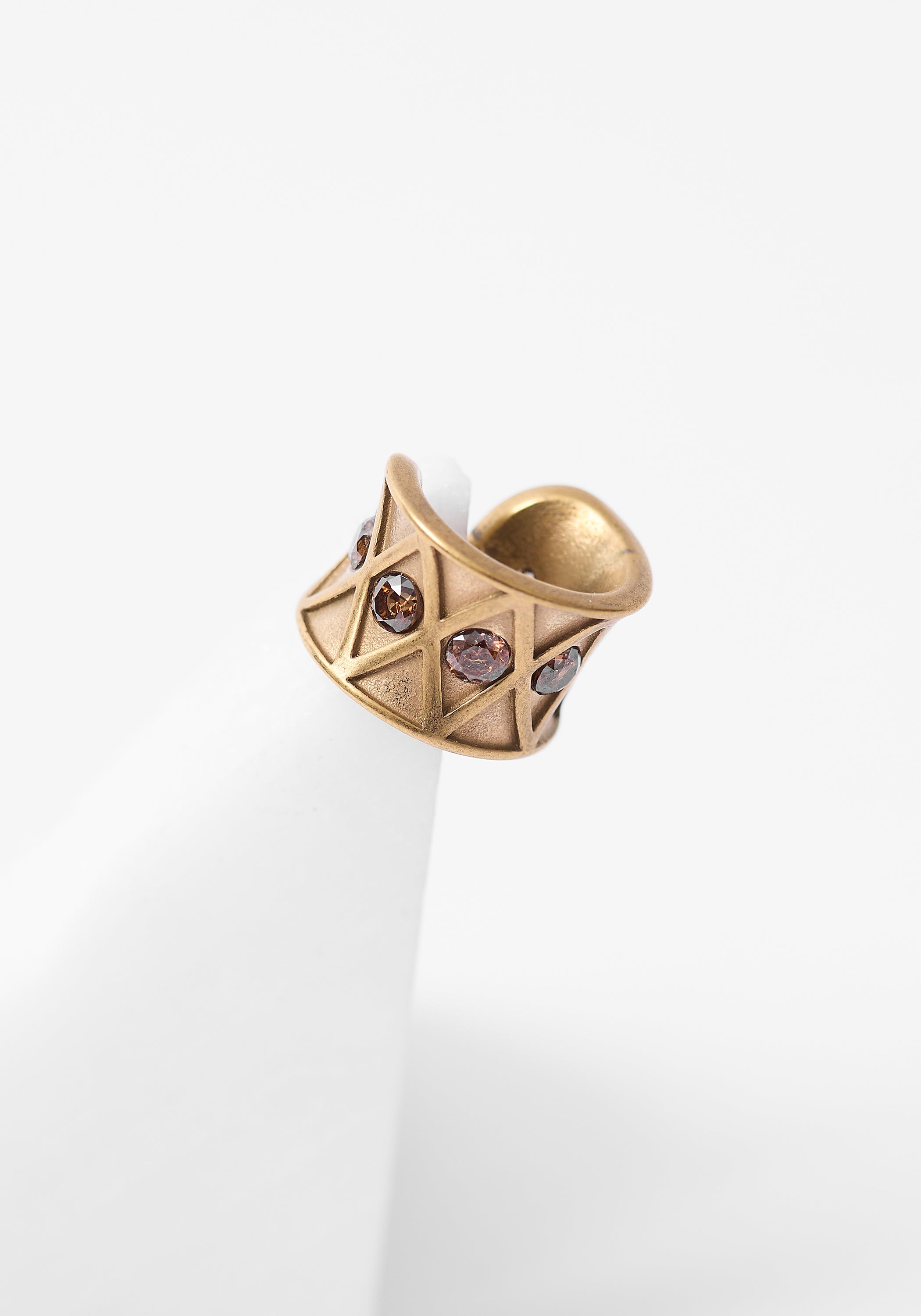 Kuro Vintage Gold Tone Stainless Steel and Zircons Earcuff