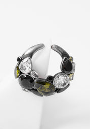 Dahlia Vintage Silver Tone Stainless Steel and Zircons Jeweled Earcuff