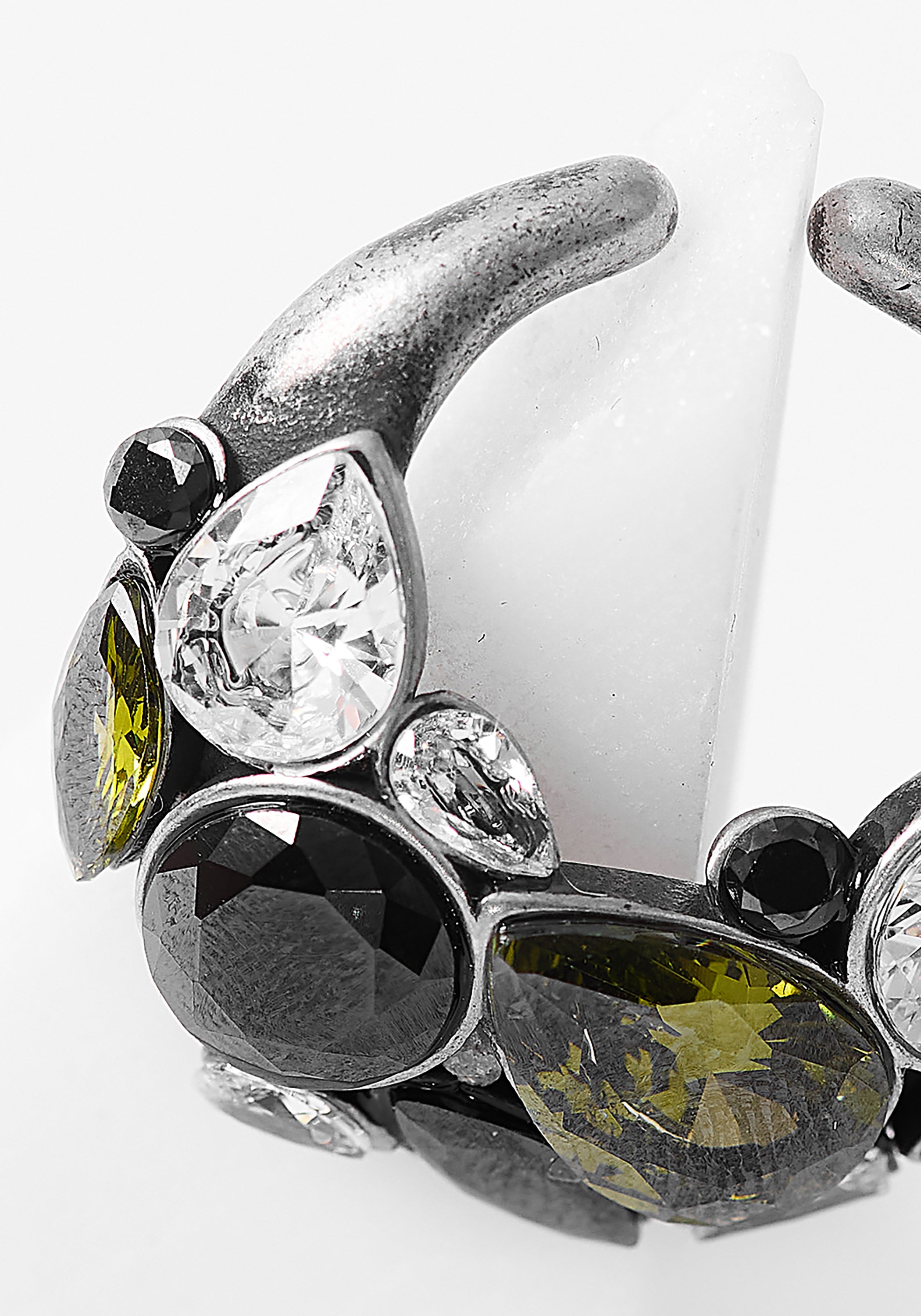Dahlia Vintage Silver Tone Stainless Steel and Zircons Jeweled Earcuff